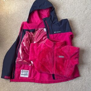 Girls 2 in 1 Columbia Fuchsia and Navy Jacket Combo